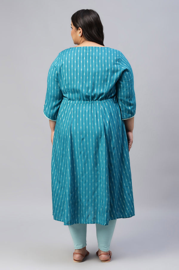 Green Cotton Rounded Hemline Plus Size kurta