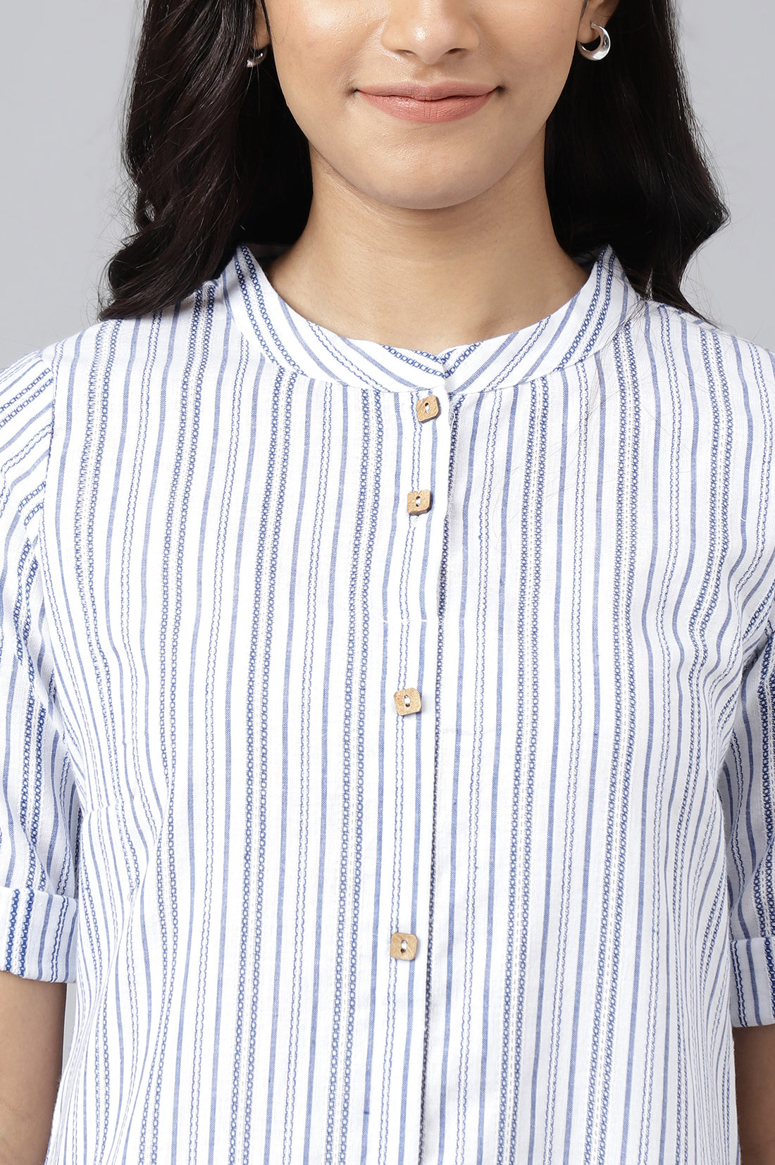 White Cotton Rounded Hemline Plus Size kurta