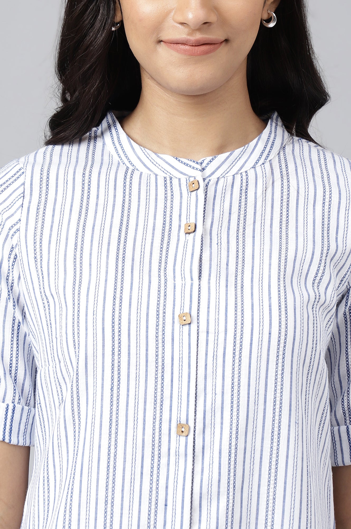 White Cotton Rounded Hemline Plus Size kurta