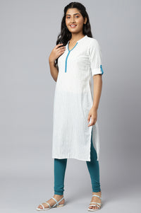 White Stripe kurta in Chevron Yoke