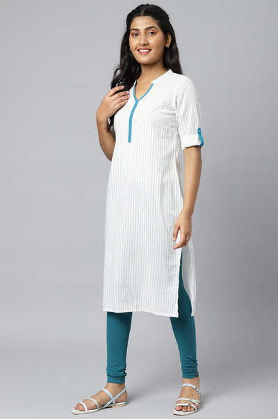 White Stripe kurta in Chevron Yoke
