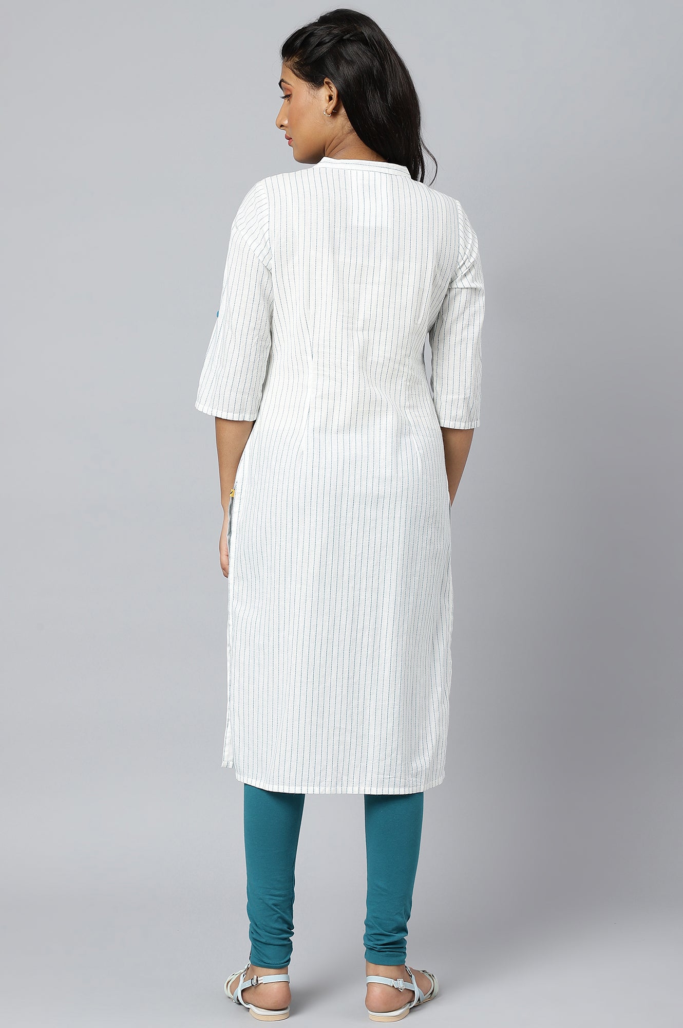 White Stripe kurta in Chevron Yoke