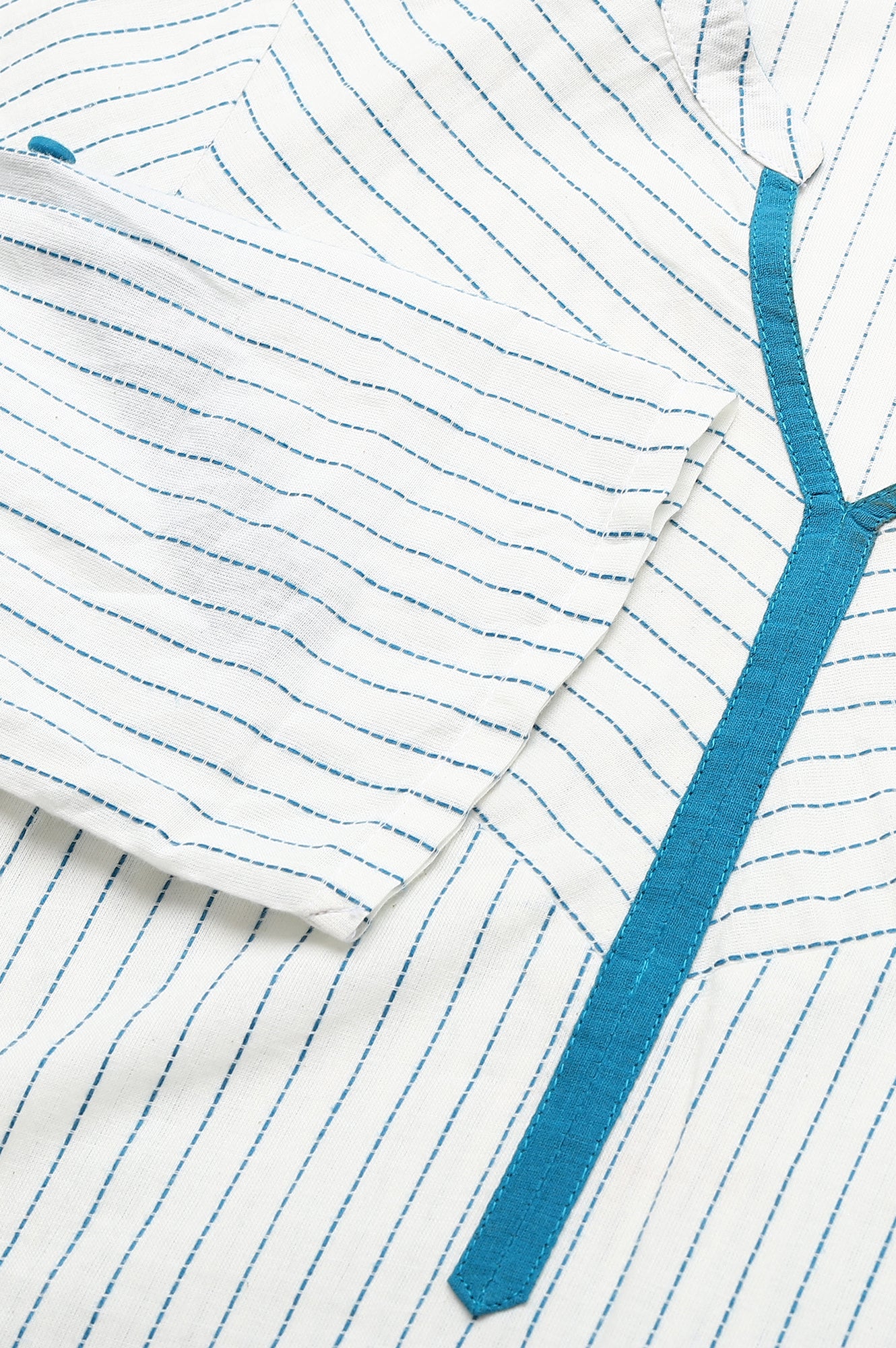 White Stripe kurta in Chevron Yoke