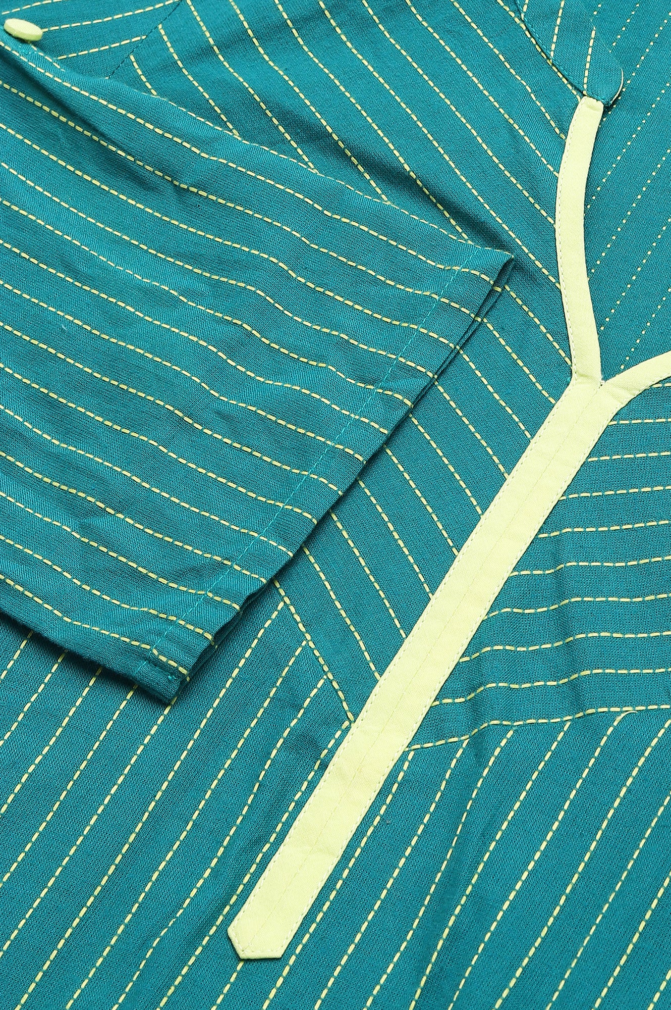 Green Stripe kurta in Chevron Yoke