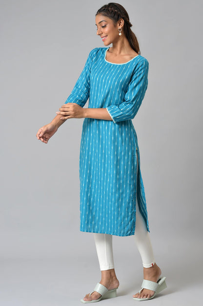 Green Dobby Boat Neck kurta