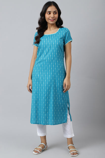 Green Dobby Boat Neck kurta