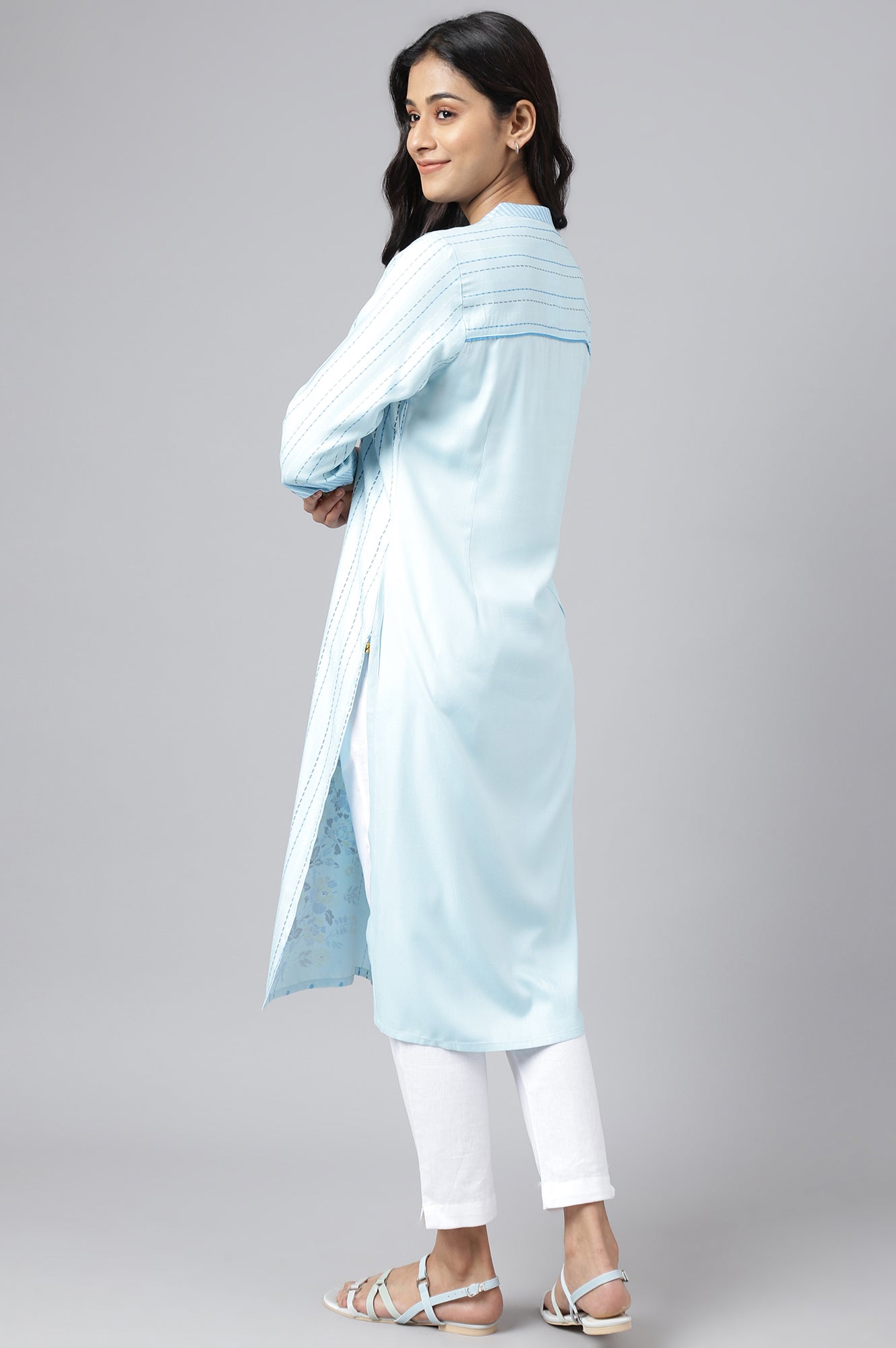 Blue Placement Print kurta