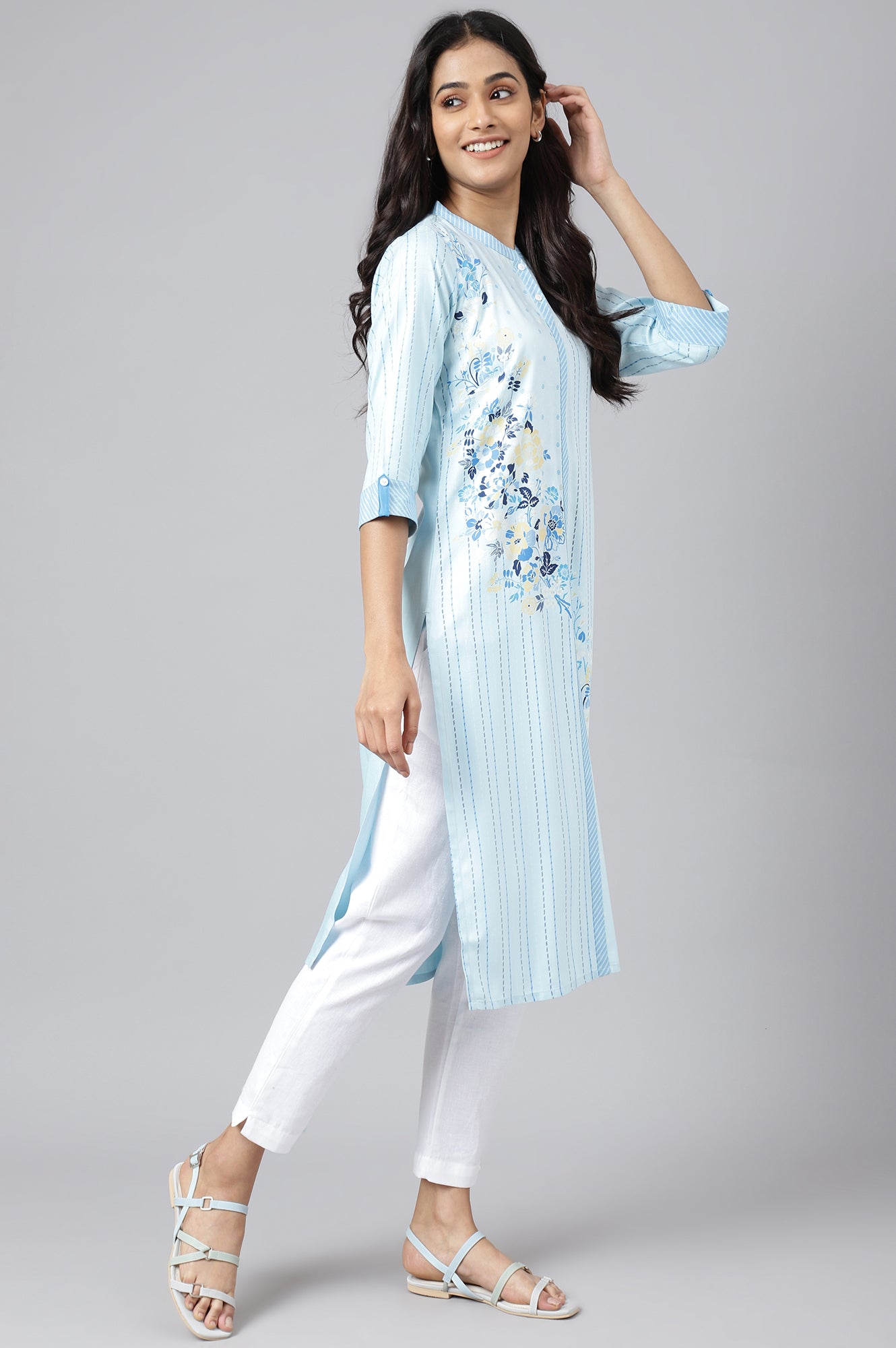 Blue Placement Print kurta