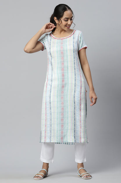 White Floral Motifs Dobby kurta