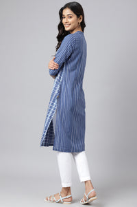 Blue Striped Straight Cotton Kurta