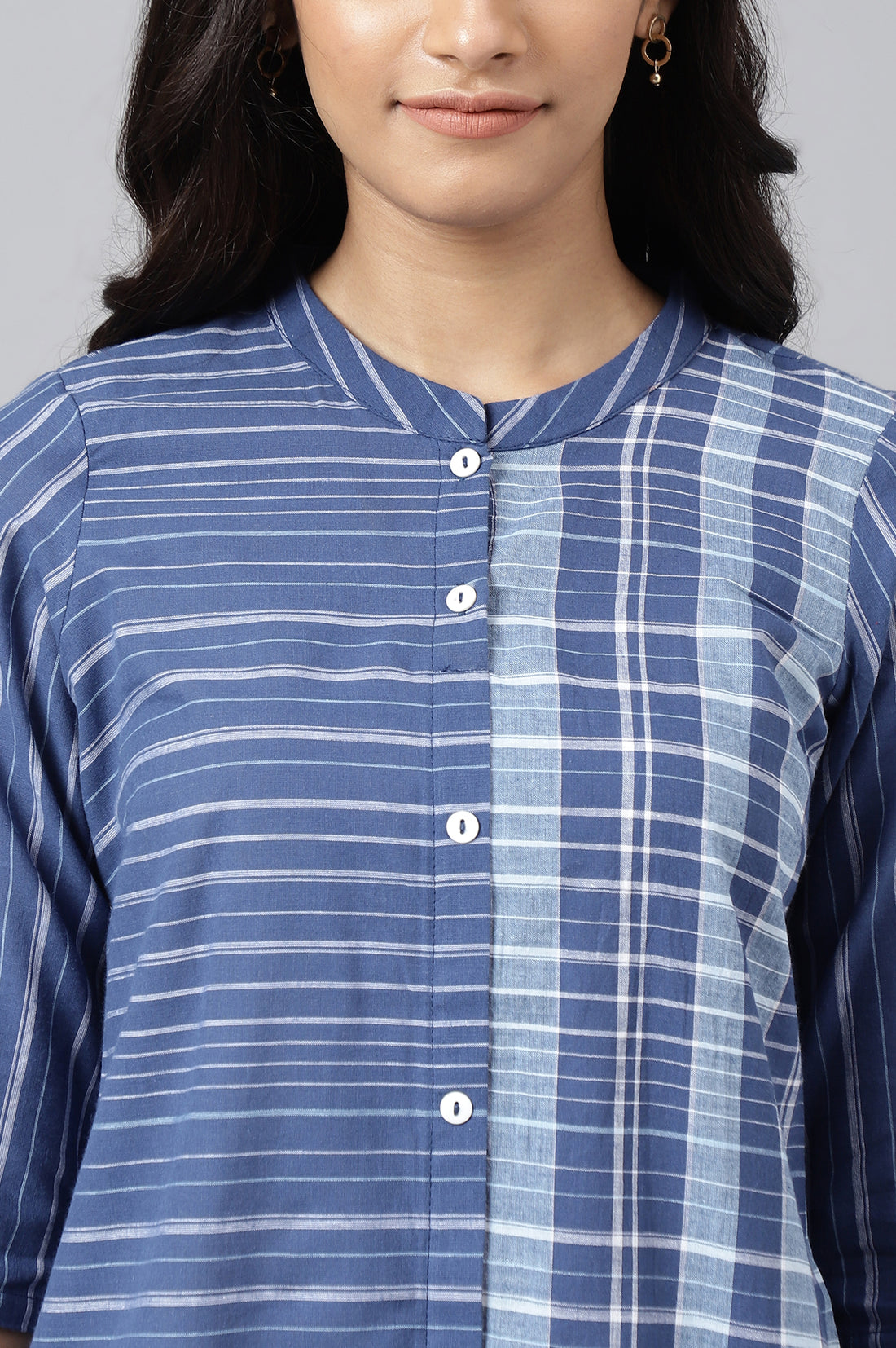 Blue Asymmetric Placement Kurta