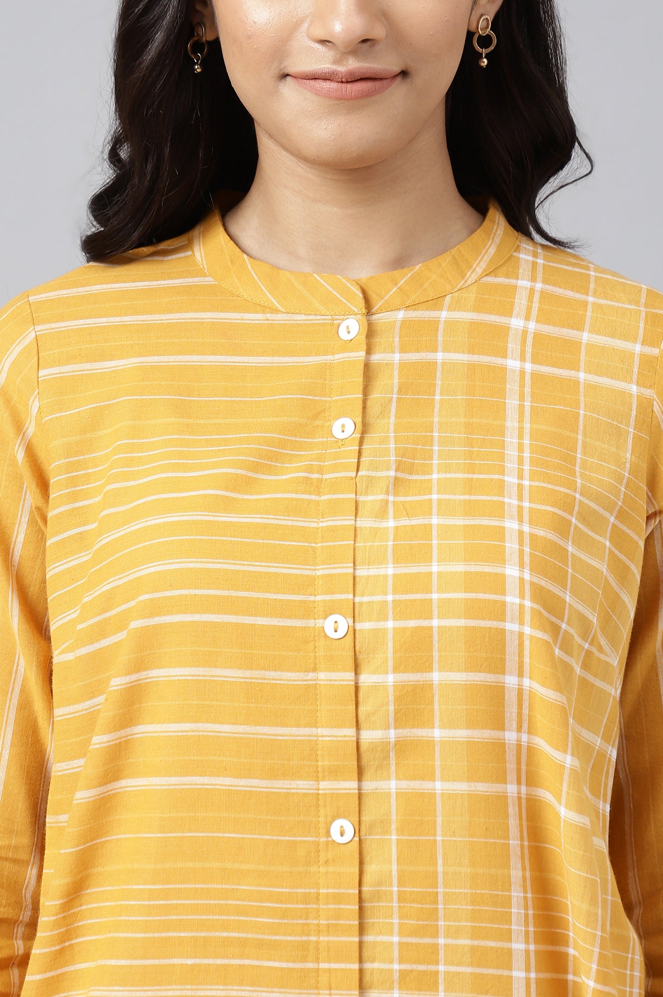 Yellow Asymmetric Placement kurta