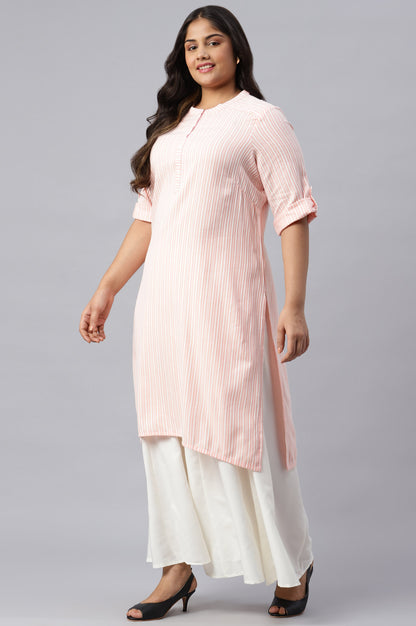 Peach Cotton Satin Plus Size kurta