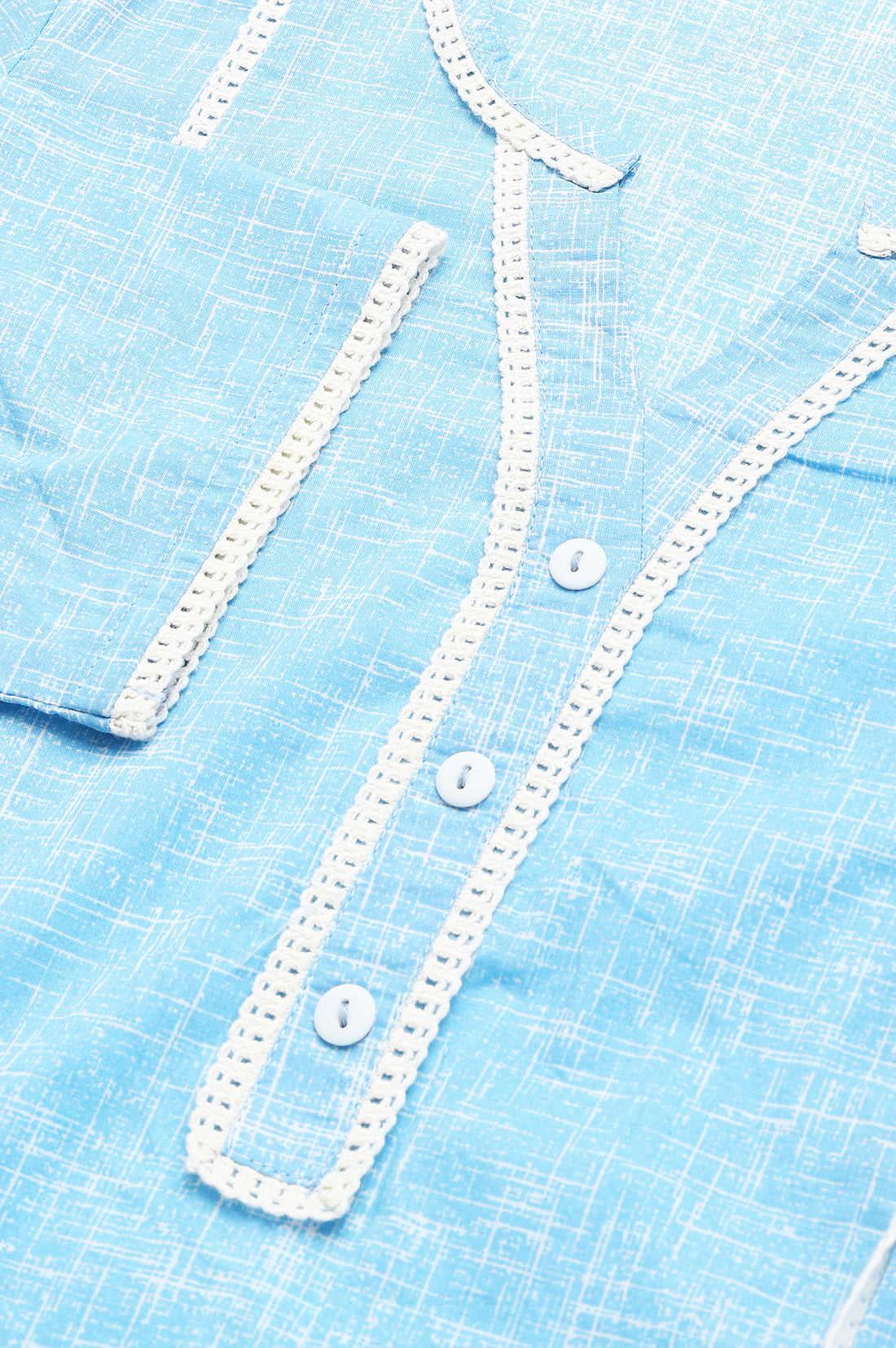 Blue Panelled Cotton kurta