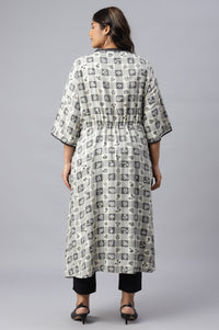 Grey Asymmetrical Printed Plus Size kurta