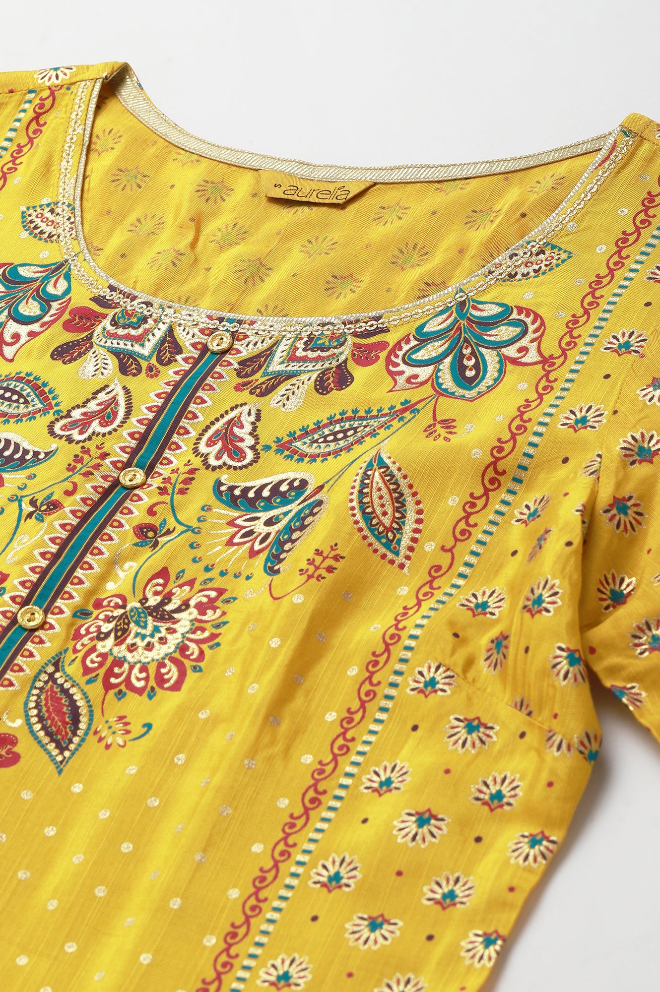 Yellow Floral Motif Sequin kurta