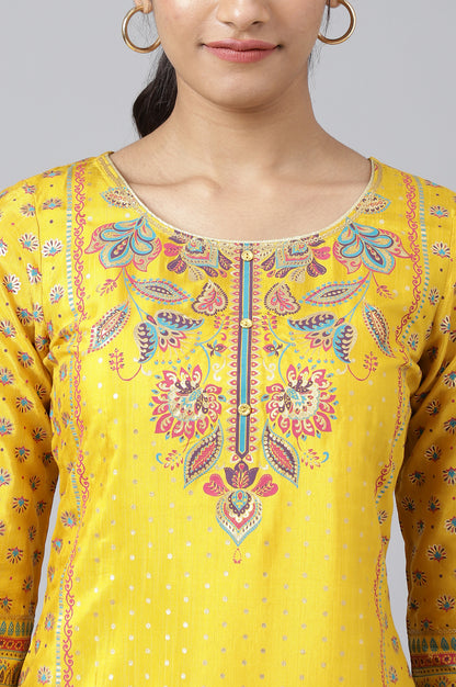 Yellow Floral Motif Sequin kurta