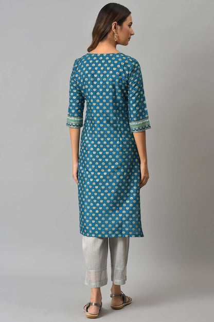 Blue Floral Motif Sequin kurta