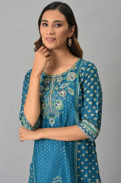 Blue Floral Motif Sequin kurta