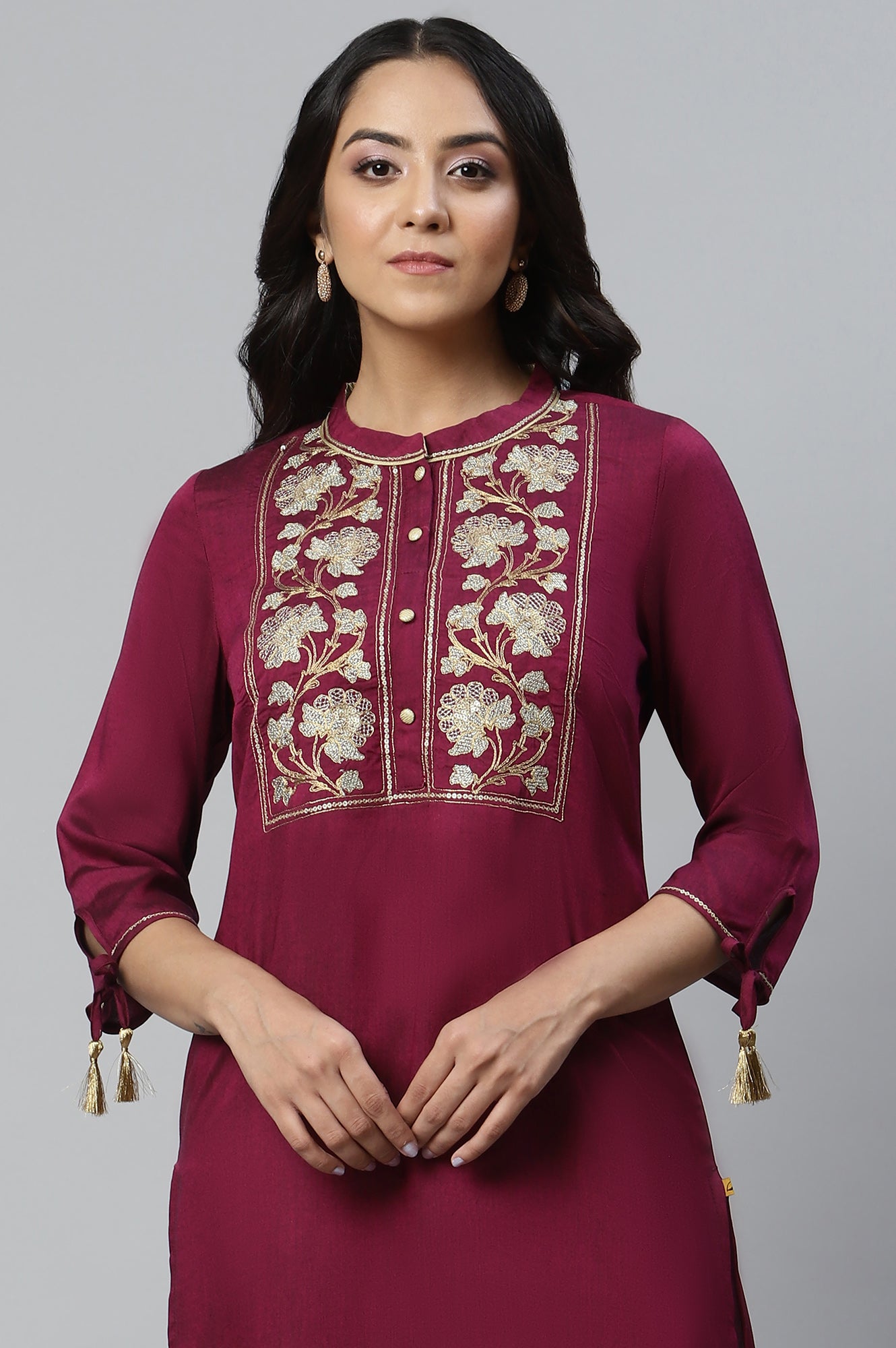 Pink Zari Embroidered and Sequin Work kurta