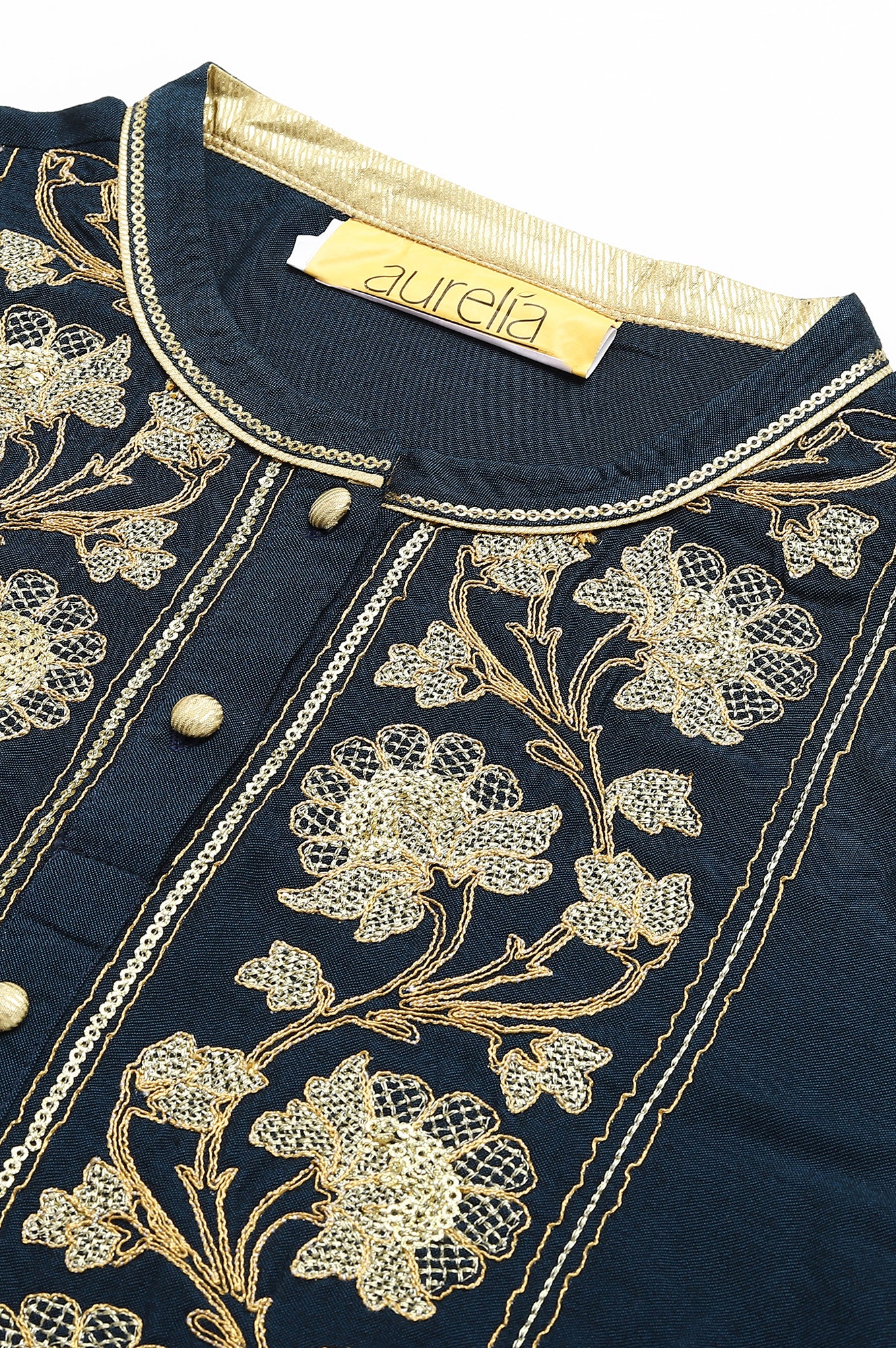 Blue Zari Embroidered and Sequin Work kurta