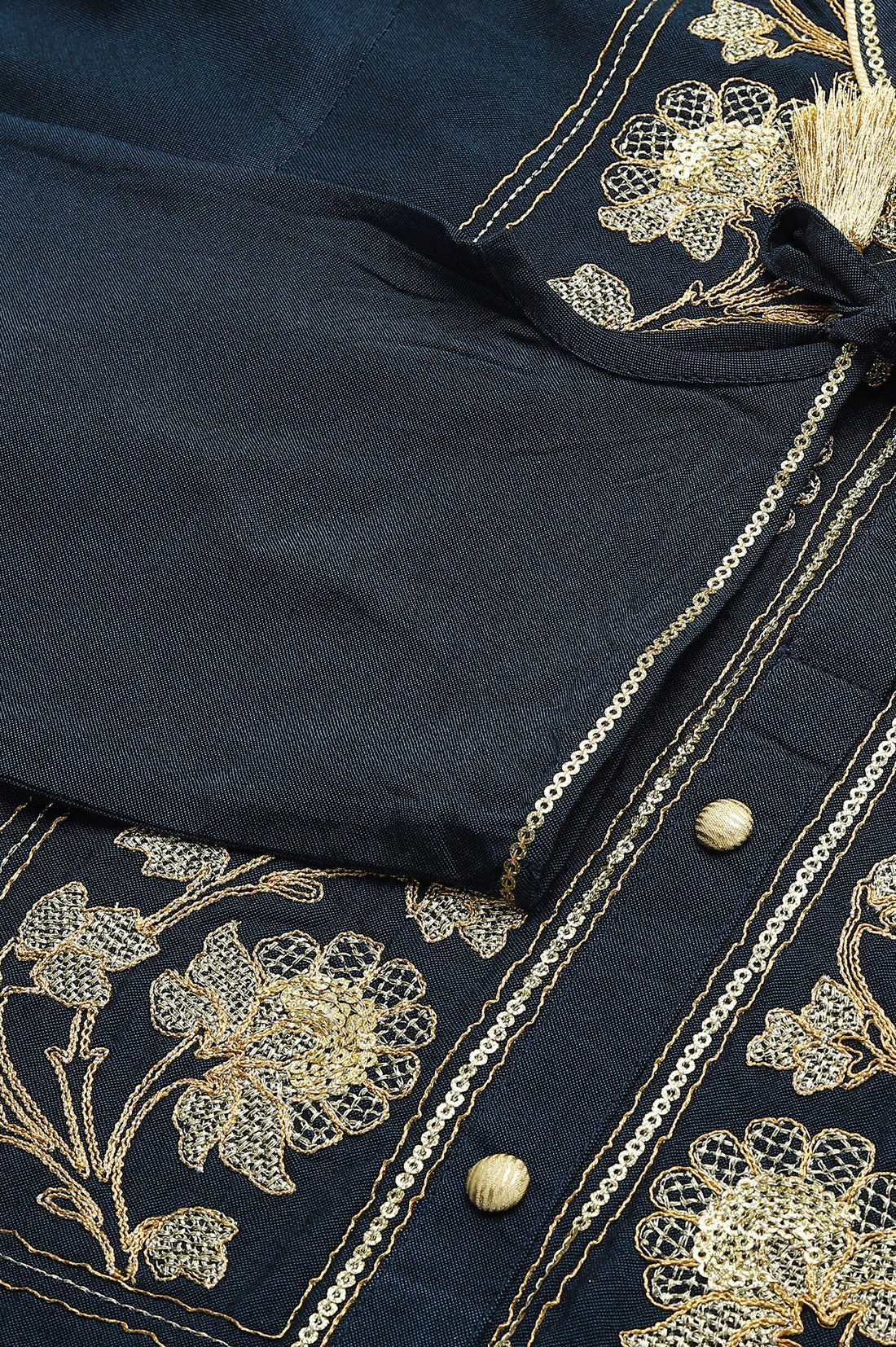 Blue Zari Embroidered and Sequin Work kurta