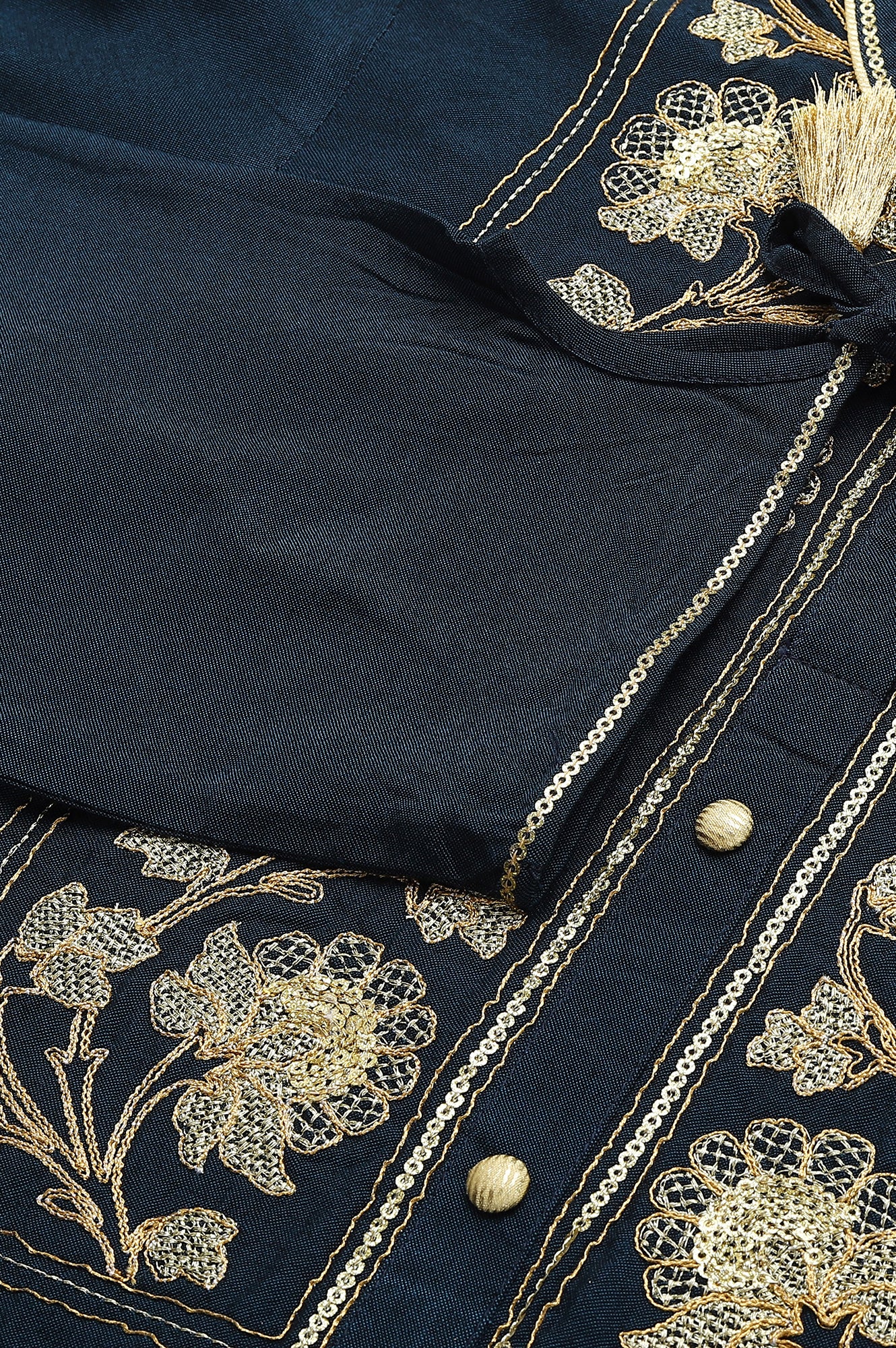 Blue Zari Embroidered and Sequin Work kurta