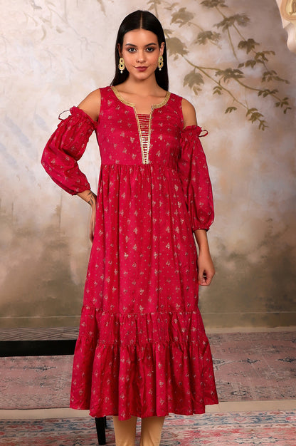 Pink Foil Printed Sequined kurta