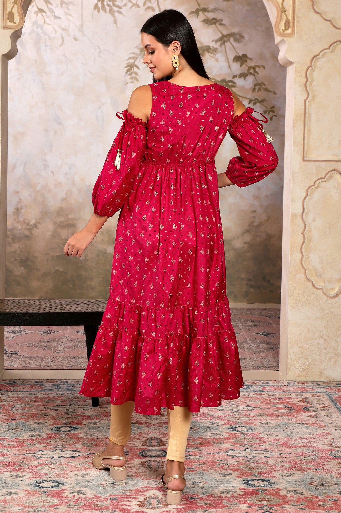 Pink Foil Printed Sequined kurta