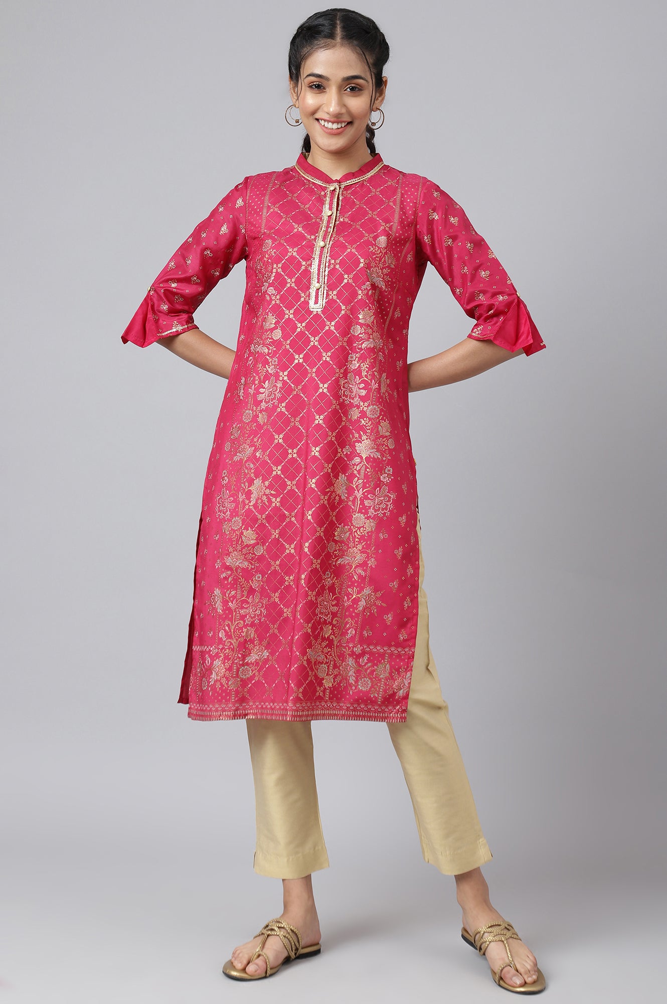 Pink Festive Straight Silhouette Ethnic kurta