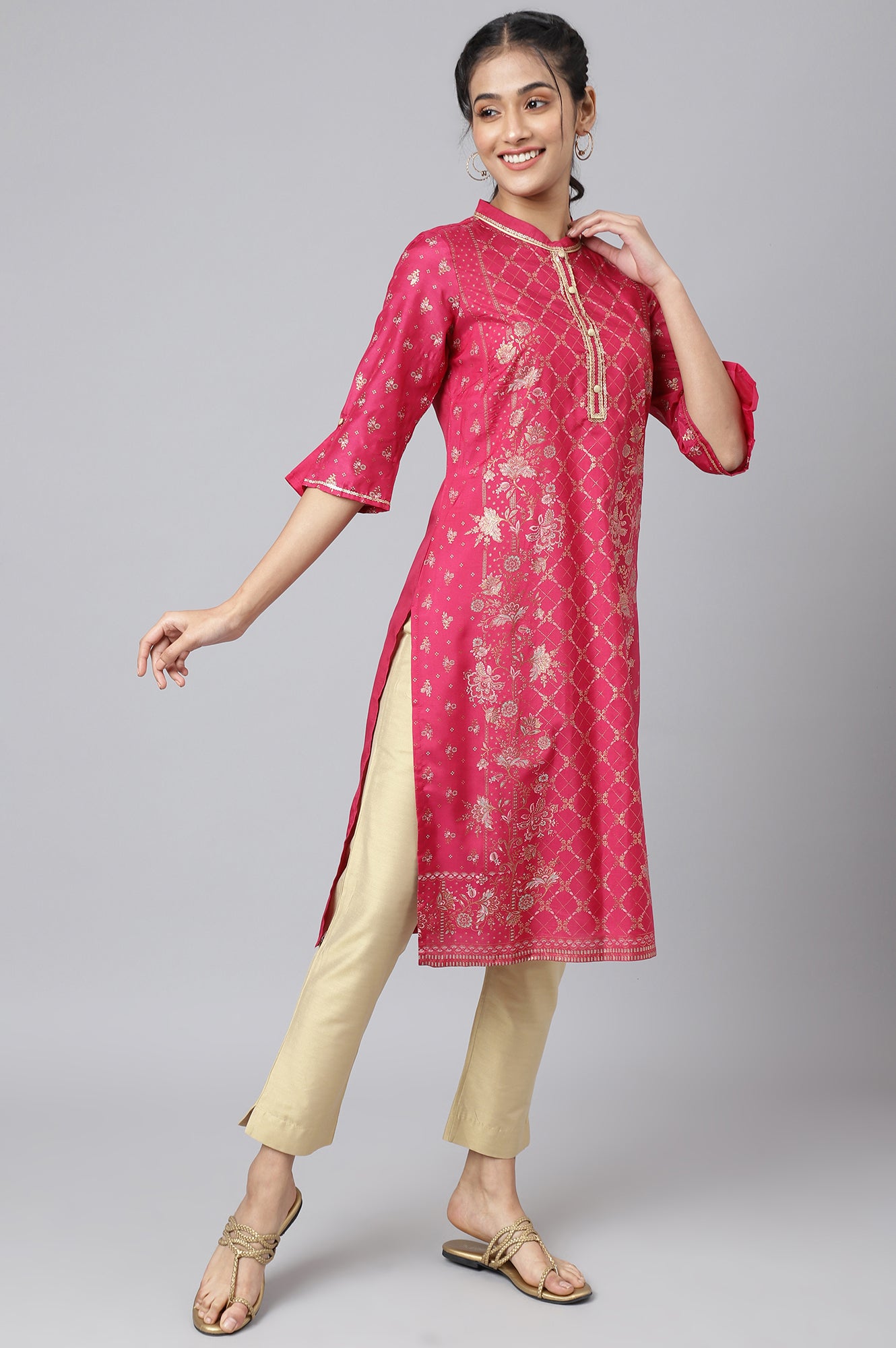 Pink Festive Straight Silhouette Ethnic kurta