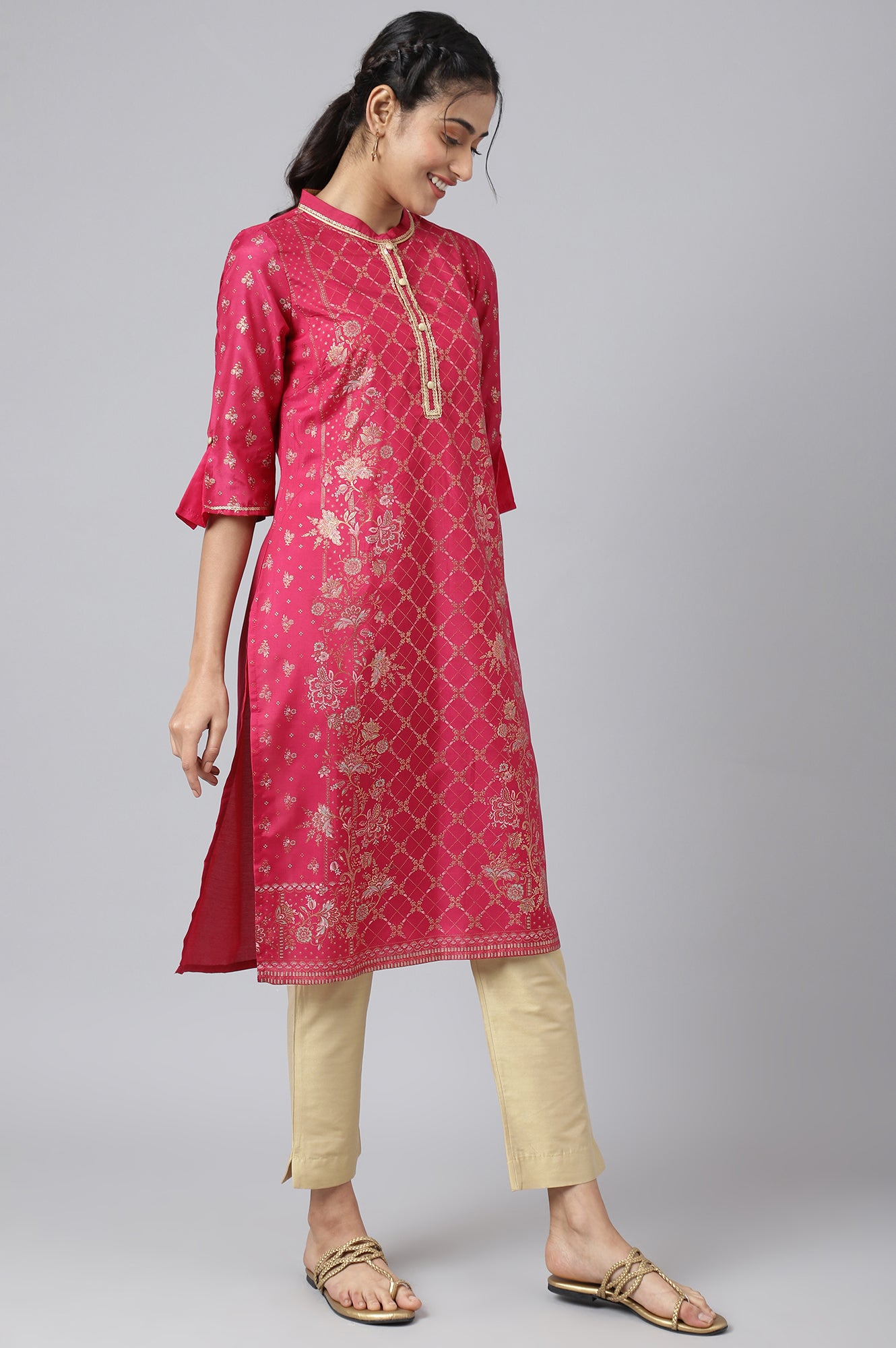 Pink Festive Straight Silhouette Ethnic kurta