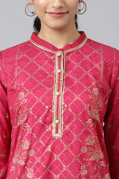 Pink Festive Straight Silhouette Ethnic kurta