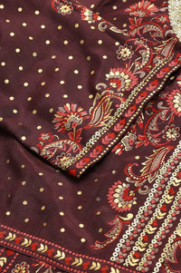 Dark Wine Foil Floral Printed Dress