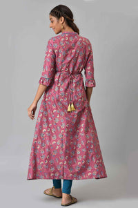 Pink Heavy Embellished A-line Ethnic kurta