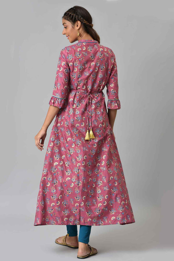 Pink Heavy Embellished A-line Ethnic kurta