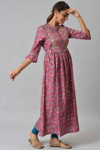 Pink Heavy Embellished A-line Ethnic kurta
