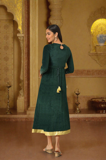 Green Zari Embroidered Long Dress