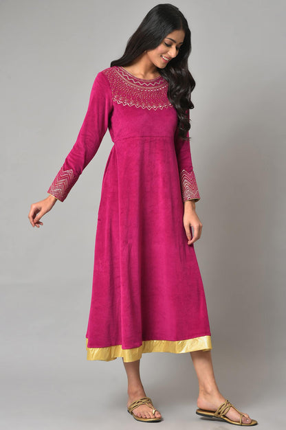 Pink Zari Embroidered Long Dress