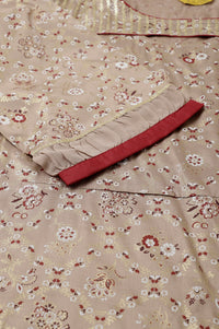 Beige Foil Printed A-Line Plus Size Liva kurta