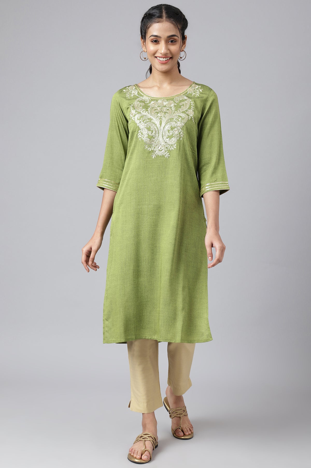 Geen Rayon Dori Embroidered kurta - XS