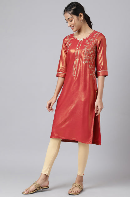 Maroon Asymmetrical Liva Kurta With Zari Embroidery