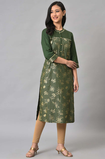 Green Button Down Ethnic Liva kurta