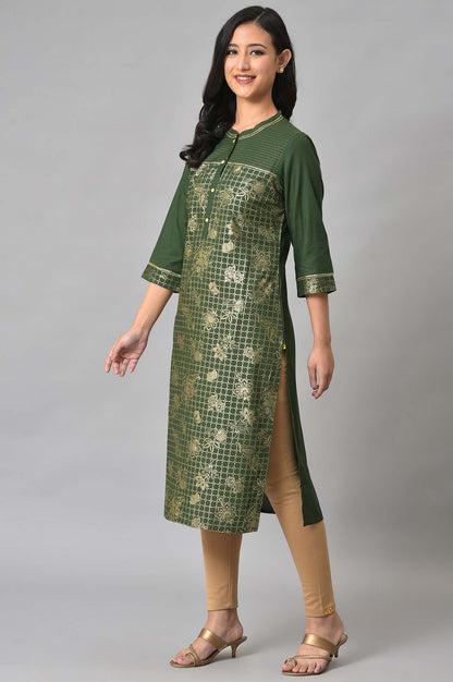 Green Button Down Ethnic Liva kurta