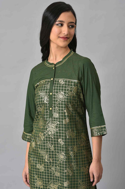 Green Button Down Ethnic Liva kurta