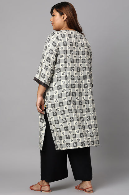 Grey Floral Printed Plus Size kurta