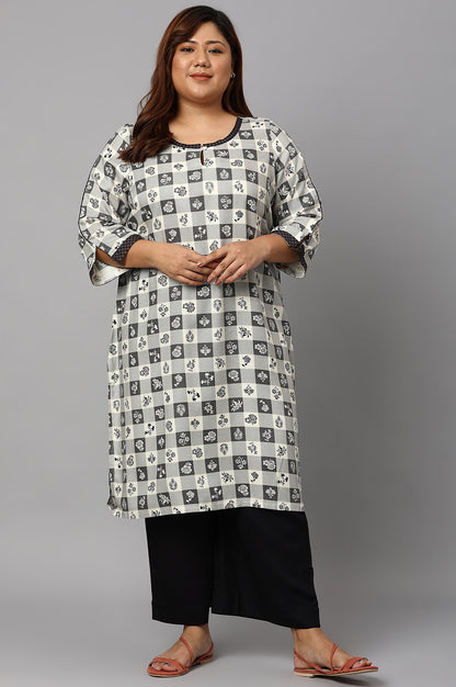 Grey Floral Printed Plus Size kurta