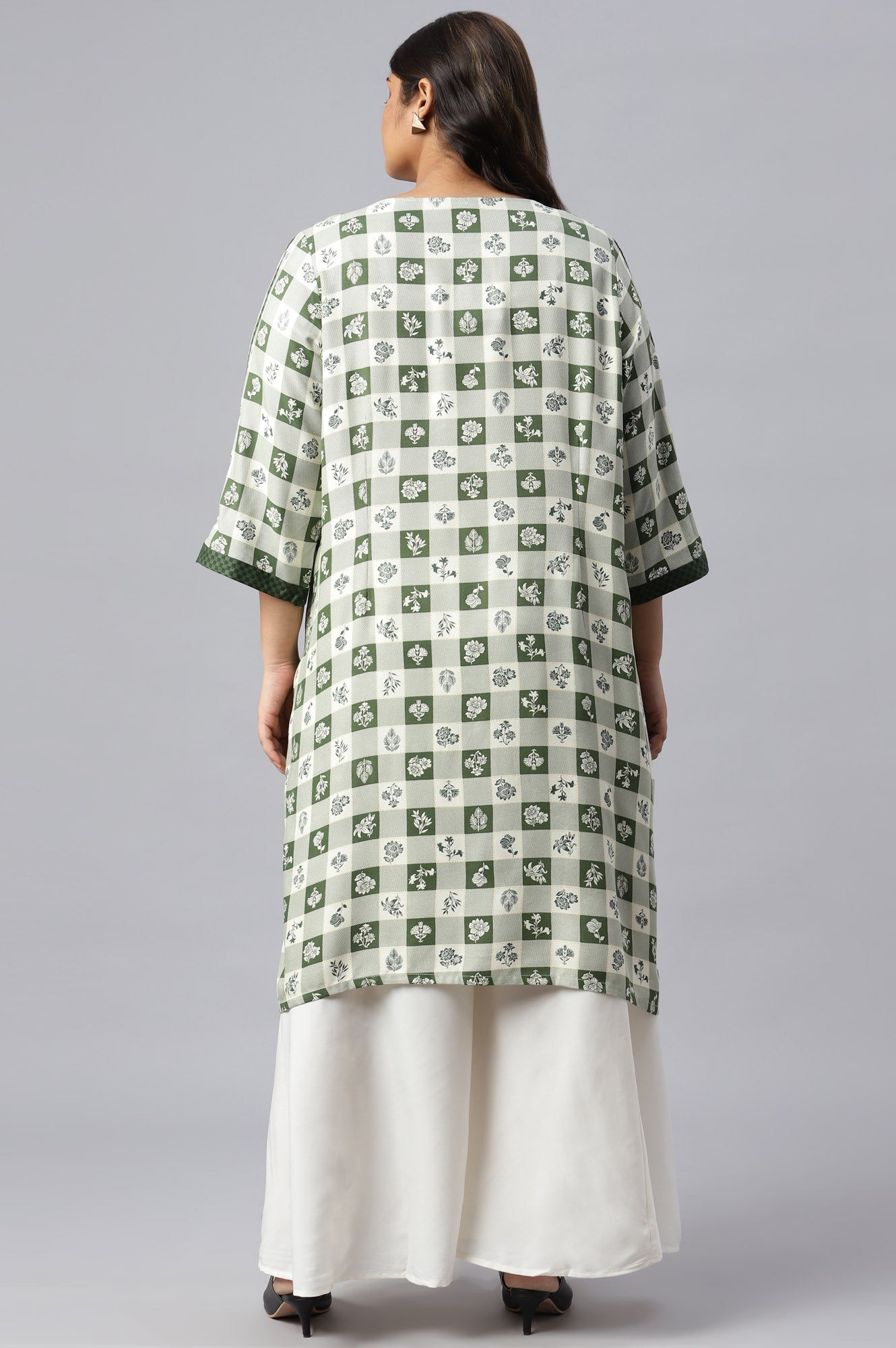 Green Floral Printed Plus Size kurta