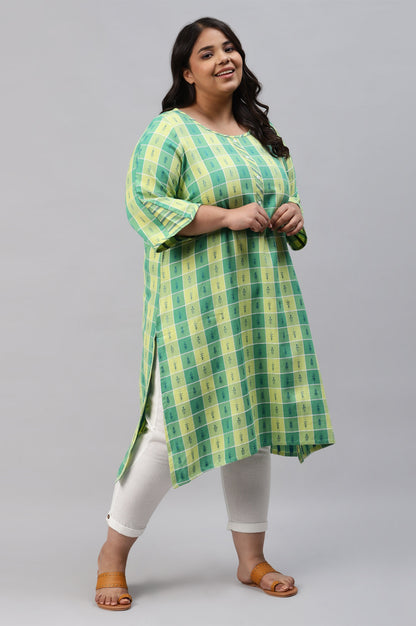 Green Dobby Printed Plus Size kurta