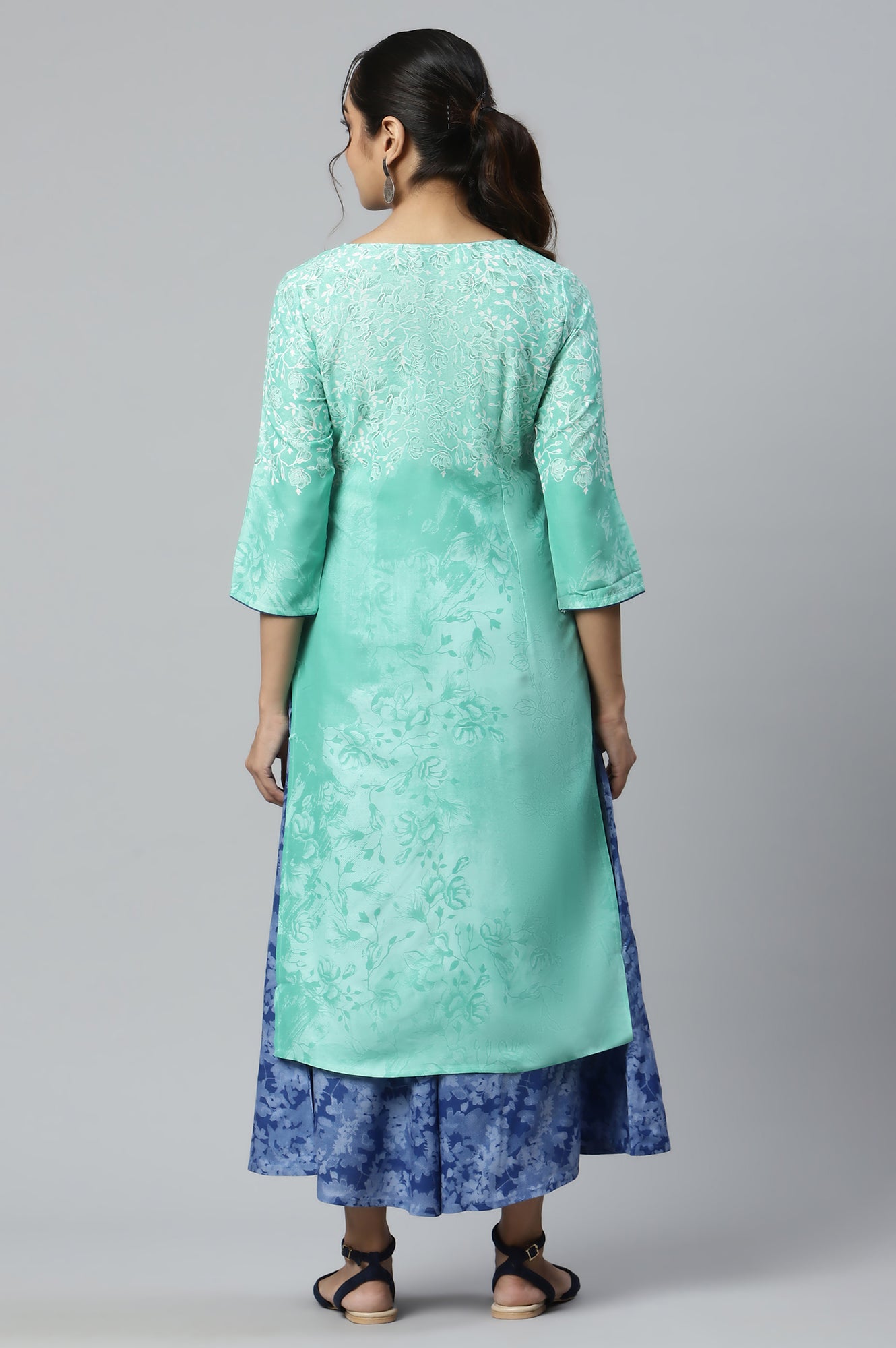 Green Floral Print Ethnic kurta